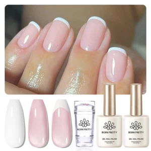 French Manicure Kit,Nail Stamper and 2Pcs Gel Nail Polish,Include Jelly Milky Pi - Picture 1 of 12