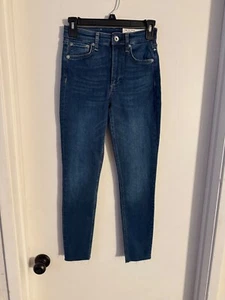 Women NWT "rag & bone" blue denim , zip up high rise ankle skinny jeans. Size 23 - Picture 1 of 2