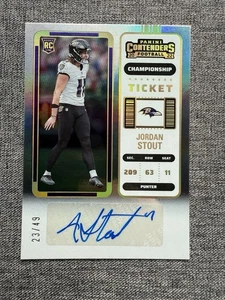 Boleto de Campeonato Jordan Stout 2022 Contenders Automático Baltimore Ravens RC/49 - Imagen 1 de 2