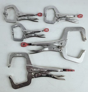 Lot of 5 Milwaukee 6" & 11" Torque-Lock Locking C-Clamp Swivel Jaw Pliers - Picture 1 of 11