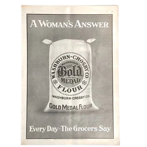 Harina medalla de oro 1910 - Washburn-Crosby Co. "La respuesta de una mujer" anuncio impreso vintage - Imagen 1 de 1