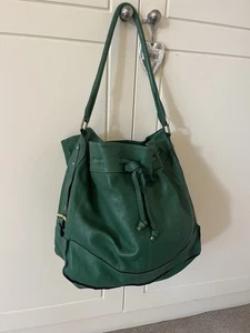 Large Green 100% Leather Oasis Women’s Handbag shoulder bag drawstring top - Picture 1 of 10