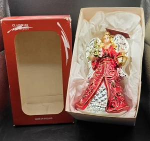 Glassware Art Studio Handmade Angel Glass Christmas Ornament 7" Made in Poland - Picture 1 of 7