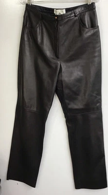 Pantalones de cuero Escada de piel de cordero negros pierna recta talla 12 Foto 1 de 4