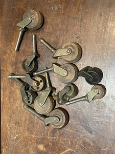 MIXED LOT OF ANTIQUE CASTOR WHEELS VINTAGE FURNITURE REPAIR WOOD AND METAL BRASS - Picture 1 of 4