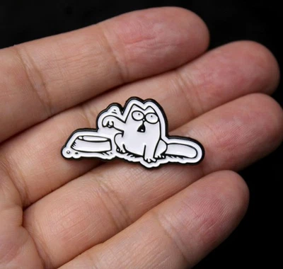 Pin de novedad coleccionable Simon's Cat Hungry Cat pidiendo comida metal con esmalte Foto 1 de 3