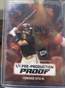 Fernando Tatis Leaf Press Pass On Fire, Preproduction Proof, One Of One, Padres - Picture 1 of 1