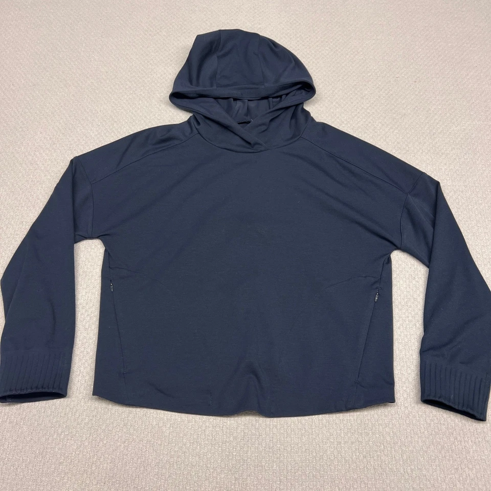 Lululemon Hoodie Womens Medium Navy Blue Cropped Open Back Pullover Athleisure - Image 1 of 4
