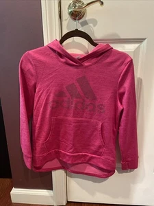 Adidas Hoodie Sweatshirt Girls Youth Large Size M 10/12 Pink Pull Over Logo - Picture 1 of 7