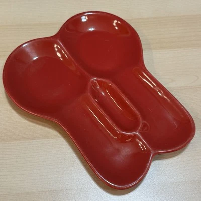 Reposacuchara doble con patas 7,25""x6,25" rojo cazador de colección retirado Foto 1 de 4