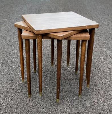 Set of 3 Mid Century Danish Modern Nesting Tables Plant Stands Vintage - Nice!! - Image 1 of 3