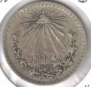 Silbermünze Mexiko 1922 Umlaufmünze One Peso! #1 - Bild 1 von 2