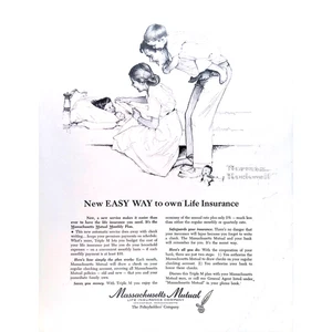 Insurance 1957 Print Ad Massachusetts Mutual Insurance Rockwell Art 11x14 - Picture 1 of 3