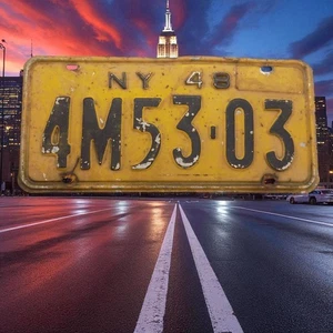 New York License Plate Tag # 4M53-03 1948 Black/Yellow Good Cond. Minor Rust - Picture 1 of 1