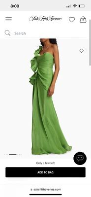 Badgley Mischka One-Shoulder Pleated Leaf Gown - Image 1 of 2