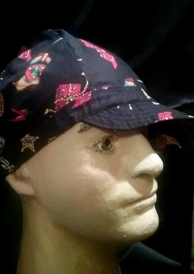 Western negro. Exfoliante, sombrero de quimioterapia, cualquier ocasión, unisex.  Algodón elástico en espalda Foto 1 de 4