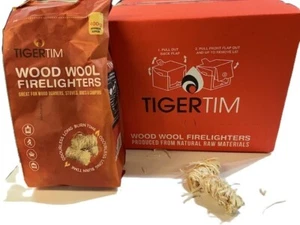 Tiger Tim Natural Wood Wool Firelighters - 4 Packs (128 approx pieces) - Picture 1 of 1