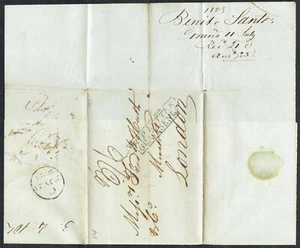 Ship Letter 1823 Coruna-London Fine 'SHIP LETTER/GRAVESEND' Cancel and Datestamp - Picture 1 of 3