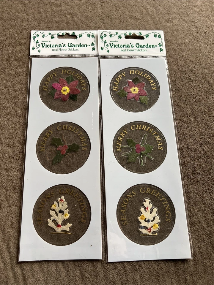 Victorias Garden Real Flower stickers - Christmas Happy Holidays Season Greeting - Image 1 of 1