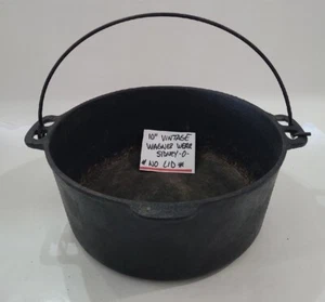 Wagner Ware Sydney 10" Hanging Camp Fire Dutch Oven Cauldron Cast Iron Pot Vtg. - Picture 1 of 24