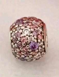 Genuine Pandora Pink And Purple Shimmering Droplets Pave Ball Charm ALE S925 - Picture 1 of 4