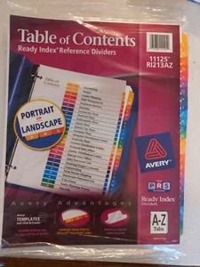 Avery Advantages 11125 A-Z Tab Table of Contents Dividers 1 Set - Picture 1 of 3