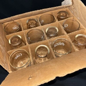 HTF Case Of Vintage Coca Cola  "Enjoy Coke" Bell Glasses White Lettering 6 oz - Picture 1 of 6