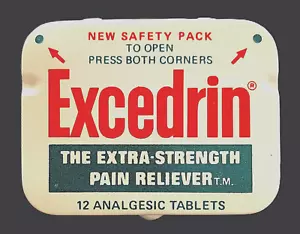 1972 Excedrin Pocket / Wallet Empty Pop Tin X-Strength Pain Reliever Tablets EXC - Picture 1 of 5