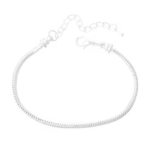 1 CHAINE 19CM BRACELET SERPENT 19CM+5CM METAL ARGENTE COMPATIBLE MOUSQUETON *G4A - Picture 1 of 3