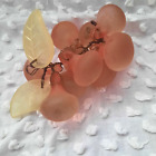 Vintage frosted pink glass grapes cluster leaves