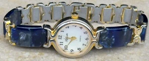 Womens Lafayette Quartz Wristwatch Blue Stone Link Band Stainless Gold Tone READ - Picture 1 of 10