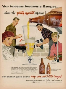 1957 Beer Bottles Quarts Owens Illinois Vintage Print Ad No Deposit Return USA - Picture 1 of 8