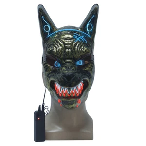 Creepy Blood Wolf Head LED Mask Cosplay Scary Halloween Full Face Costume Props - Picture 1 of 12