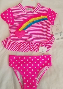 New FLAPDOODLES Baby Girls 12M 18M & 24M 2-Piece Rashguard Rainbow Bathing Suits - Picture 1 of 3