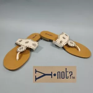 Sandali infradito Y Not "Jackey" donna taglia 9M bianco marrone - Foto 1 di 9
