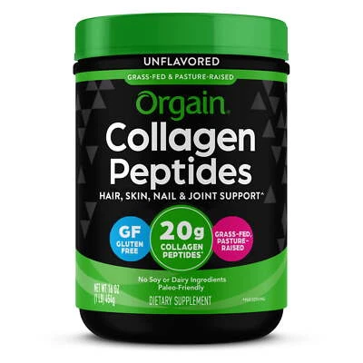 Orgain Hydrolyzed Grass-Fed 20g Collagen Peptides Powder – Type I and III 1 Lb - Image 1 of 4