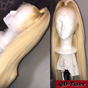 Women's 613 Blonde Hair Synthetic Lace Front Wigs Heat Resistant Long Straight