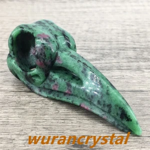 Colgante Calavera Cuervo Cuervo Cristal Cuarzo Zoisita Natural 3" Decoración - Imagen 1 de 12