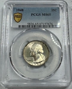 1948 Washington US Silver Quarter, MS65 by PCGS, an EXQUISITE coin!!! - Picture 1 of 6