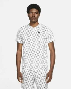 Nike Court Men's Dri-FIT Victory Short-Sleeve Printed Tennis Top DA4366-100 - Picture 1 of 4