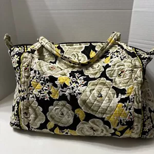 Vera Bradley Dogwood Magnolia Large Duffle Weekender Bag Yellow Black - Picture 1 of 15