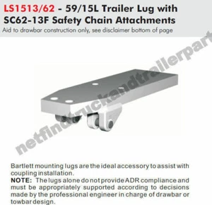 Bartlett Trailer Hood 95mm Accessory - Lug 25mm with 13mm Safety Chain Attach Ki - Picture 1 of 2