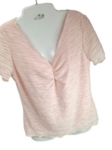 Vintage 90s Top Stretchy USA Pink 1X Barbiecore Boho textured coquette - Picture 1 of 5