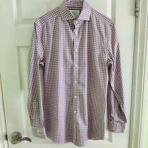 Charles Tyrwhitt Shirt 14.5 33 Extra Slim Fit Twill Gingham Berry Non Iron - Picture 1 of 10