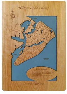 Hilton Head Island, SC - Mapa de madera cortada con láser | Arte de pared | Hecho a pedido - Imagen 1 de 6
