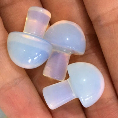 Natural Opalite Stone Quartz Crystal Carved Mini Mushroom Healing Reiki Figurne - Image 1 of 4