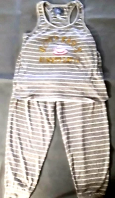 Gray 2 Piece PJ Set Sz L Always Early Never Latte Tank Sleep Coffee Pajamas New - Image 1 of 4