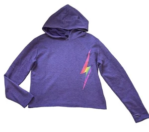 Firehouse girls neon lightning bolt raw hem pullover purple hoodie top XL(14) - Picture 1 of 4