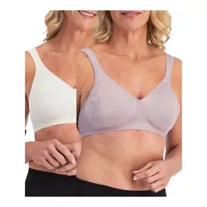 2 x Playtex 18 Hour Ultimate Lift & Support Wirefree Bra Pearl & Crystal Grey - Picture 1 of 6
