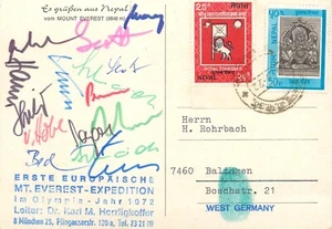 Primera expedición europea Nepal Monte Everest firmada por los miembros 1972 - Imagen 1 de 2
